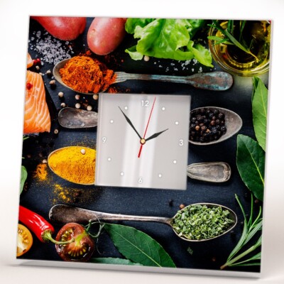 Variety Spices Wall Clock Kitchen Food Art Cafe Home Decor Gift Restaurant Cafe