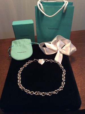 Tiffany Heart Tag Chain Link Choker 