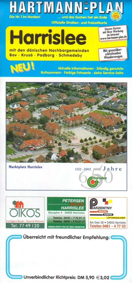 Stadtplan, Harrislee mit dänischen Nachbargemeinden, um 2001 - Bild 1 von 1