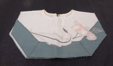 Vintage Removable Collar Embroidered Floral Inlay Green Fabric Trim Off-White