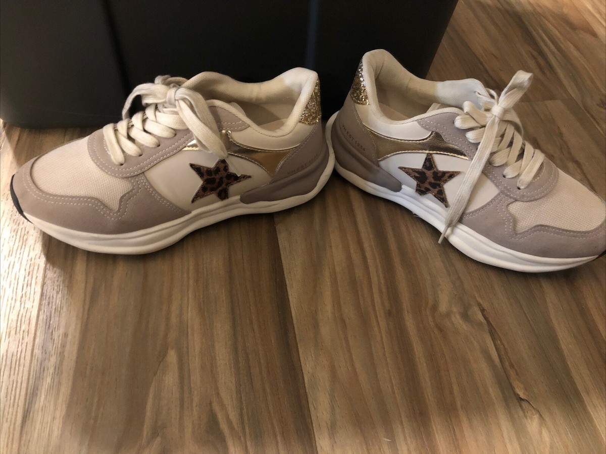 VINTAGE HAVANA SNEAKERS SIZE GOLD TAN LEOPARD PRINT STAR