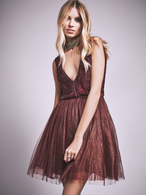 $300 NWT FREE PEOPLE Sz12 DEJA VU EMBROIDERED SLEEVELESS MINI DRESS WINE |  eBay