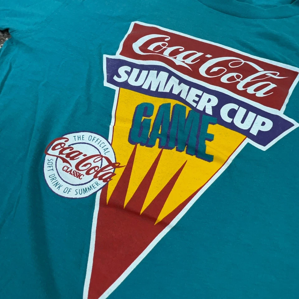 Camisa Coca Cola De Colección Hombres XL Azul Años 80 90 Puntada Única Hecha en EE. UU. Camiseta Coca-Cola Foto 4 de 4