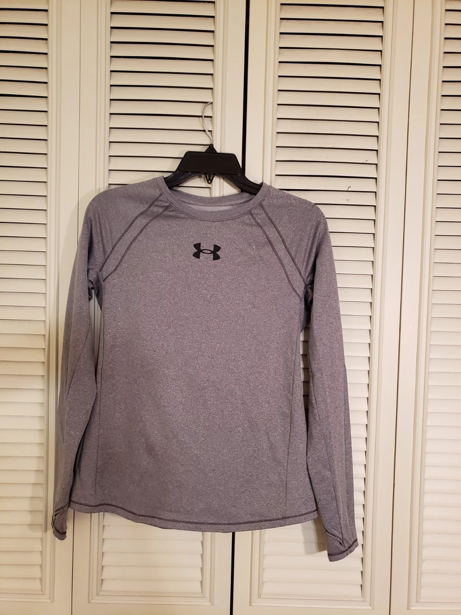 Under Armour Athletic Top Womens Cold Gear Fitted Gray Crew Neck