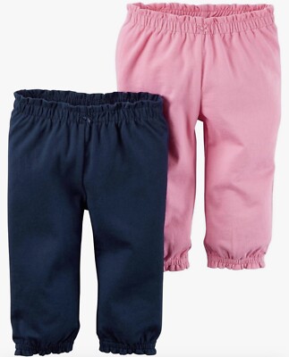 Girls Baby Bottom Pants Trousers 2 pair Pink Navy Little Basics 3M