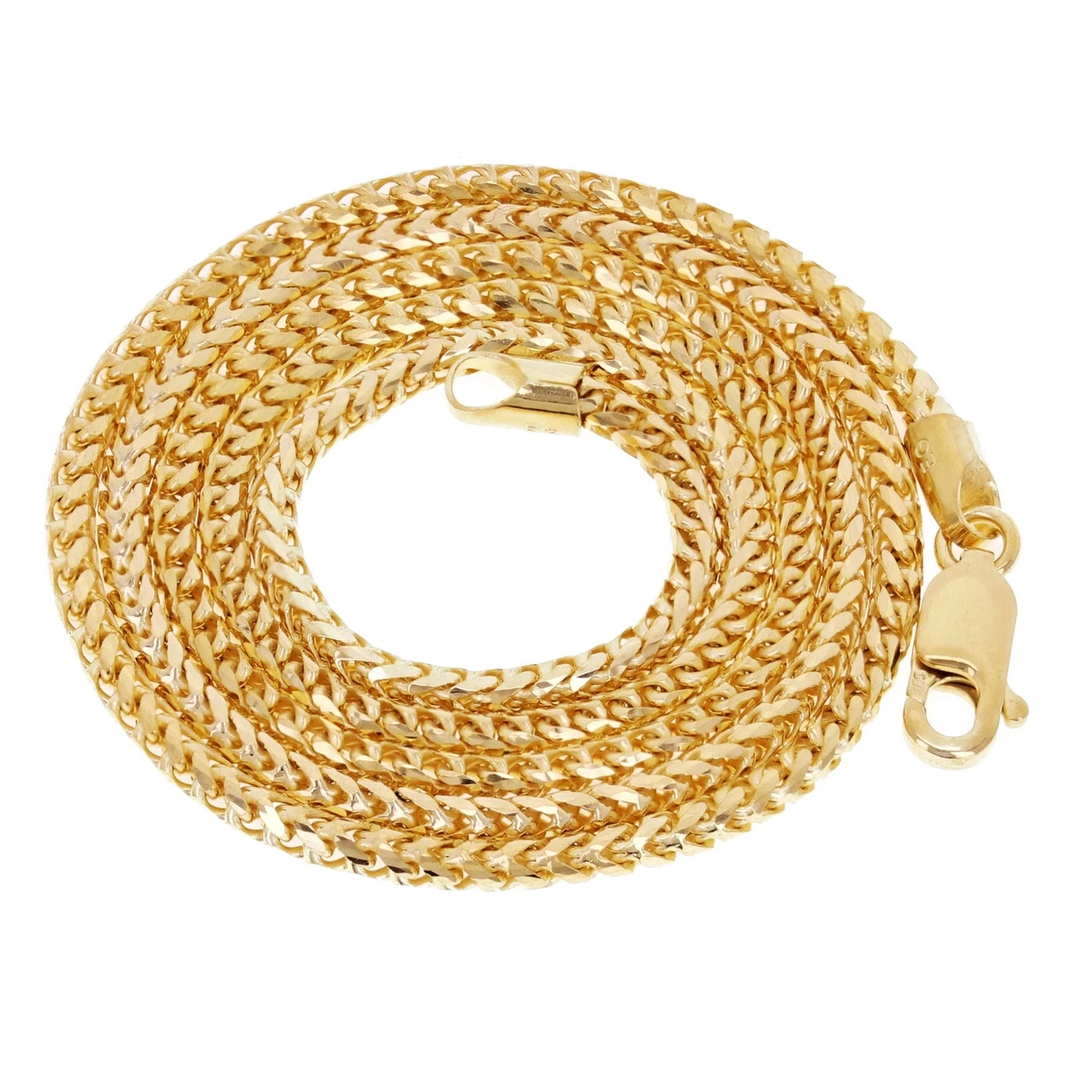 Italian 14k Yellow Gold Solid Diamond Cut Franco Chain Necklace 28