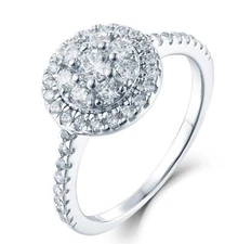 925 Sterling Silver CZ Women's Engagement Ring Band Half Sizes 2.5-15 SR916C