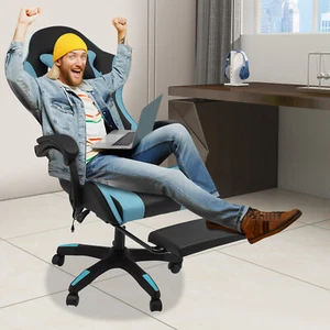Gaming Chair Ergonomic Gaming Chair for Adults with Footrest & Lumbar Pillow