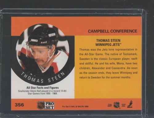 Thomas Steen AS Winnipeg Jets 1990-91 Pro Set #356 - 第 2/2 張圖片