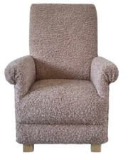 Brown Boucle Fabric Adult Armchair Chair Faux Fur Nursery Accent Small Bedroom