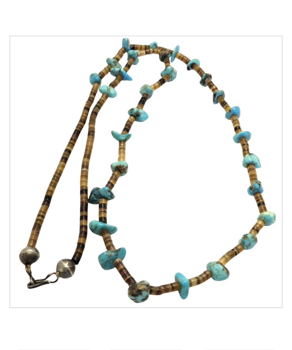 Important Navajo Turquoise Heishi Shell Native American Necklace Important Navajo Turquoise Heishi Shell Native American Necklace