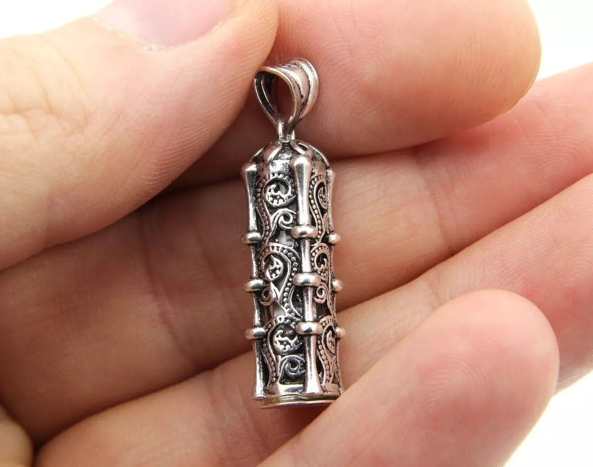 925K Silver Amulet Taweez Talisman Stash Vial Prayer Tube ivy