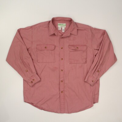 Orvis Buzz Off Button-up Shirt Men's Large Red Cotton Long Sleeve Hiking Fishing