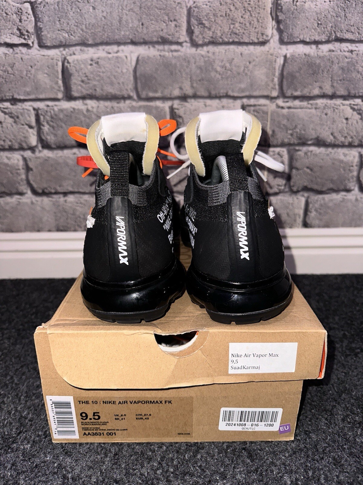 OFF WHITE X NIKE Nike Air Vapormax x OFF WHITE The 10 UK 8.5