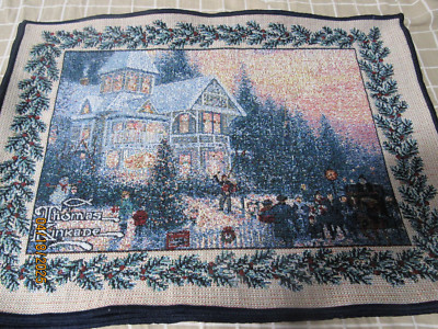 THOMAS KINKADE CHRISTMAS PLACEMATS CAROLERS SIZE 18X13 SET OF 4 VGUC