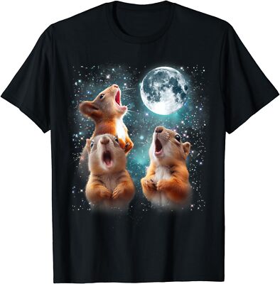 3 Squirrel Moon Howling Squirrel Head Funny Gift Unisex T-Shirt