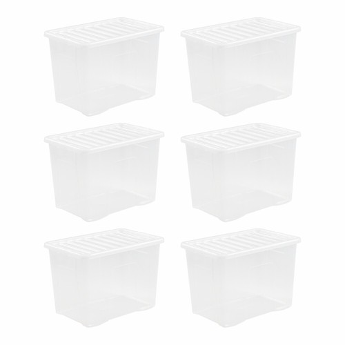 80 Litres Clear Plastic Storage Box with Lid Multiuse Containers Set of 1-3-6-10 - Picture 7 of 64