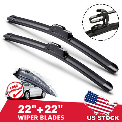 22'' & 22'' Windshield Wiper Blades All season Bracketless J-HOOK OEM Quality 