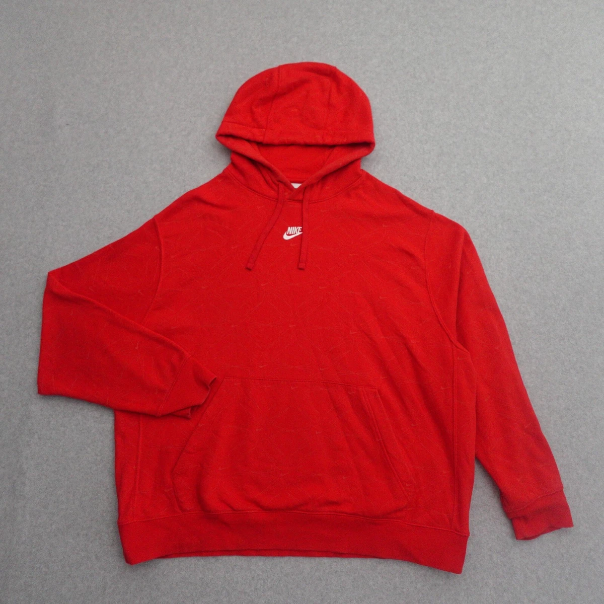 Nike Center Swoosh Check Adult All Over Print Sweatshirt Hoodie Red