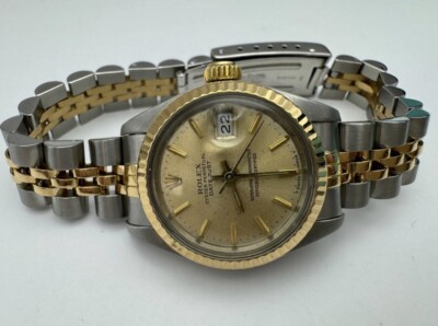 1980s Vintage Rolex Date Just Two Tone 26mm 69173 champagne Dial