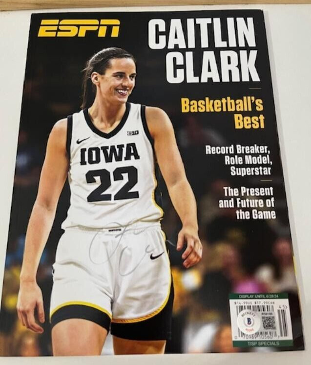 CAITLIN CLARK Iowa Indiana Fever Signed ESPN Magazine w/ Beckett COA Rookie Year