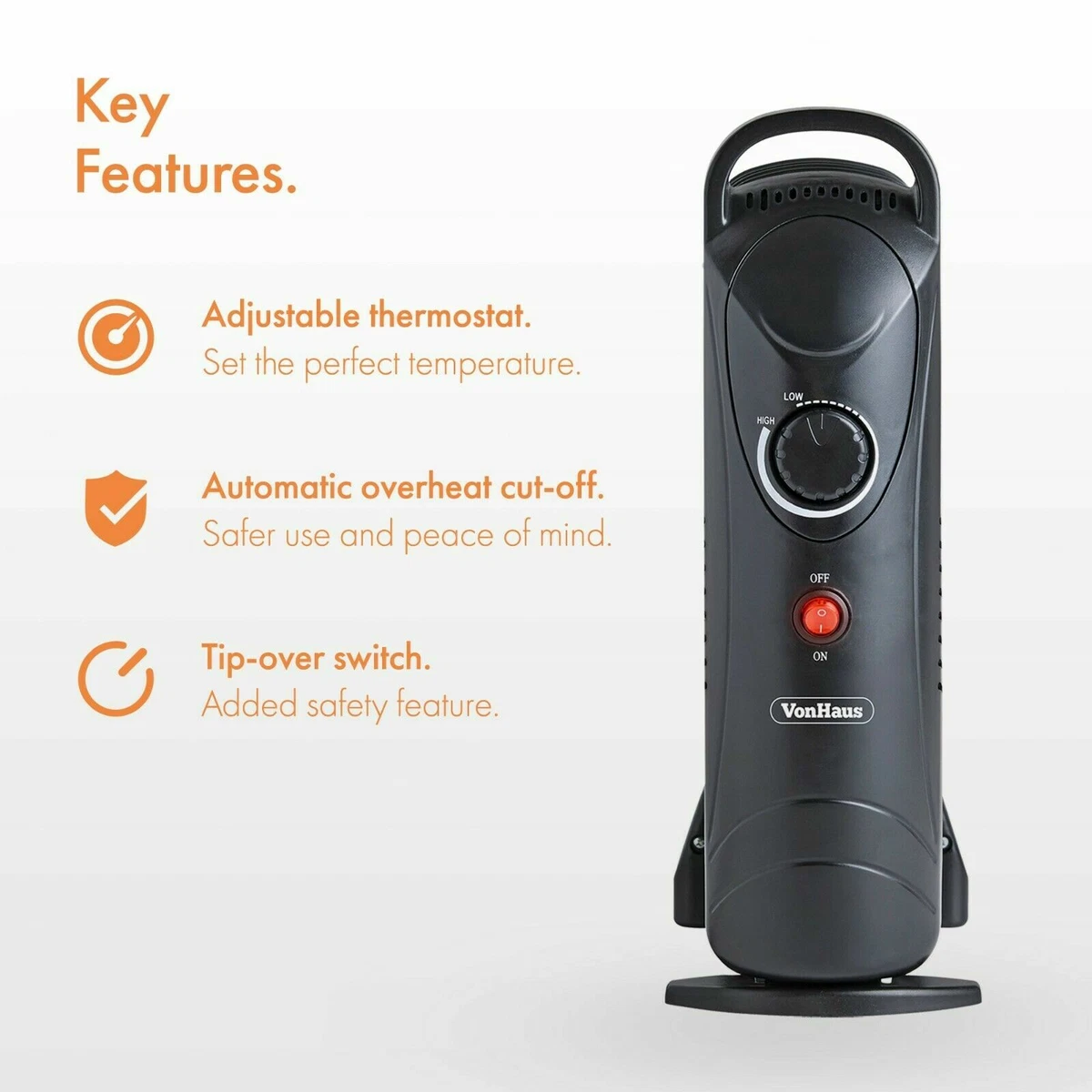 800W Electric Heater Oil Filled Radiator 6-Fin Portable For Home Office  Black | eBay