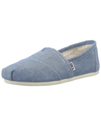 TOMS Womens Classic  Blue Chambray Womens 12 Shoes Slip On Flats BRAND NEW