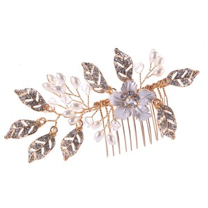 Charm Bridal White Pearl Flower Leaf Wedding Hair Clips Comb Hair