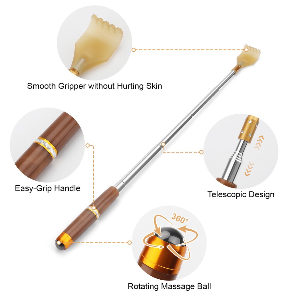 2x Telescoping Back Scratcher, Relieve Itching Tool, Portable Acupoint ...