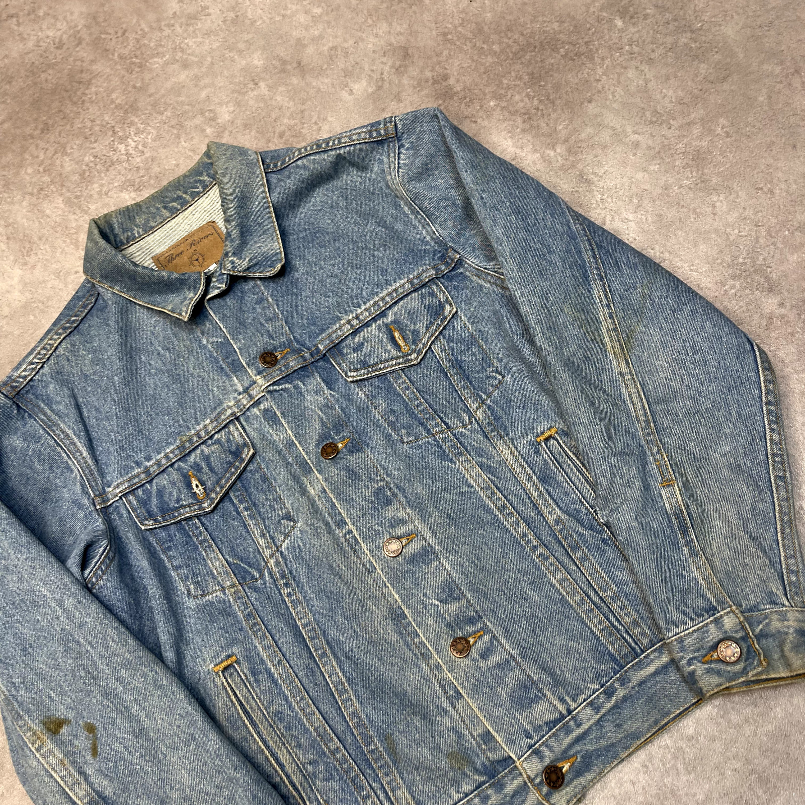 Three Rivers Denim Jacket Mens Looney Tunes Trucker Coat, Washed Blue, Medium image 3