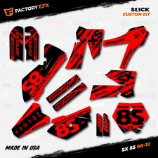 Black & Red Slick Racing Graphics Kit fits 06-12 KTM 85sx 85 SX Decal Plates