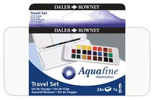 Daler-Rowney Aquafine Watercolor Paint Half Pan Travel Set-24/Pkg (Pack of 1)