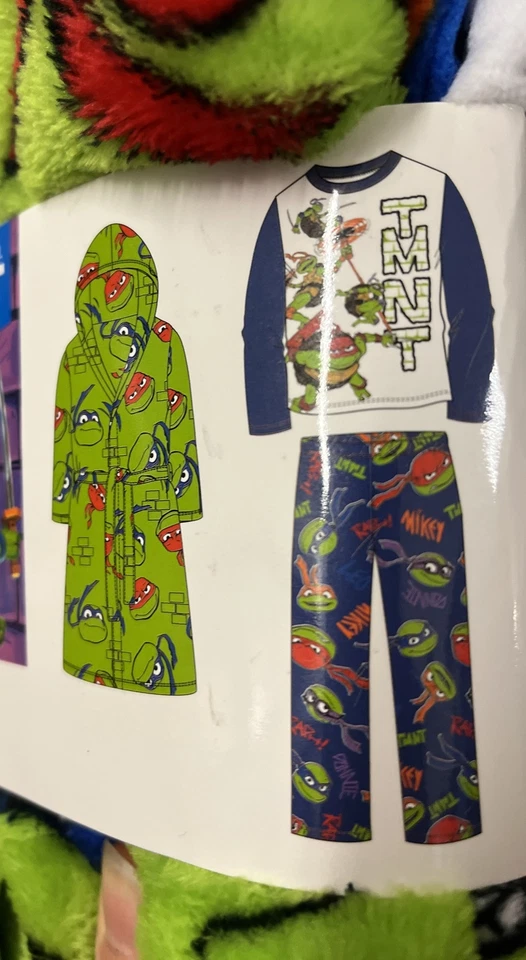 Новый с Ярлыками для мальчиков Nickelodeon TMNT плюшевый халат с капюшоном и 2-PC пижамы комплект 2T - Изображение 2 из 2
