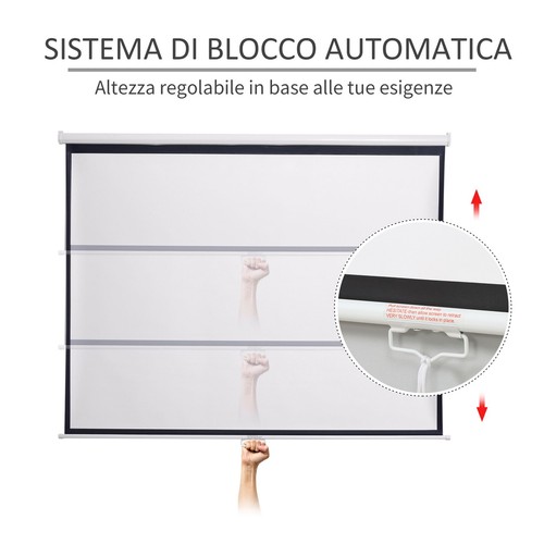 HOMCOM Schermo di Proiezione a Muro per Proiettori LED LCD Telo Proiettore 120" - Foto 5 di 10