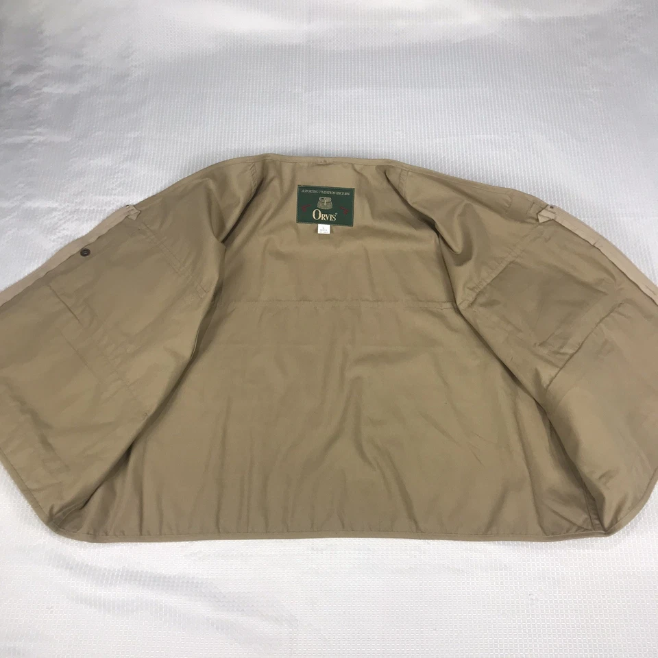 Vintage Orvis Mens Multipockets Fly Fishing Khaki Vest Zip Up Size Large NWOT - Image 4 of 4