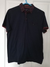 Image of Ted Baker Navy Blue Short Sleeved Polo Shirt Size 3 UK M