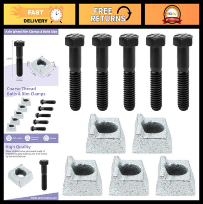 Mobile Home Axle Wheel Rim Clamps & Bolts - 5 Pack, Fits Most Trailers