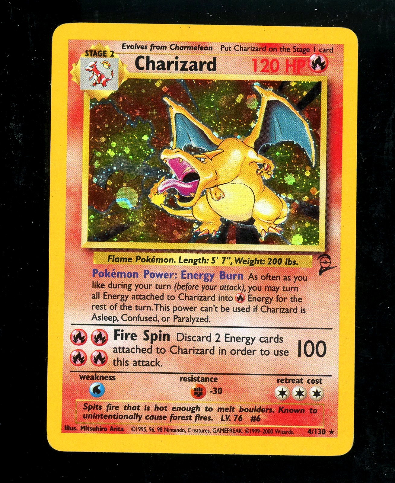 Pokemon Charizard Base Set 2 4/130 Holo Foil Rare Trading Card PLAYED / DMG