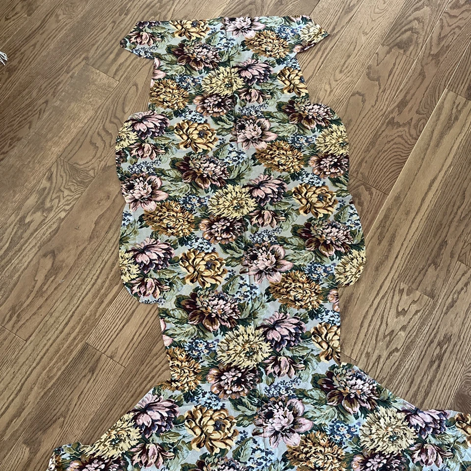 Vtg Cranston Print Works Tapestry Floral Cotton Fabric 1.5 + Yds Gold Blue Pink - Image 3 of 4