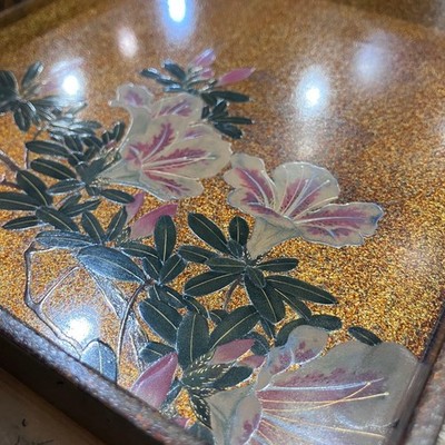 Japanese writing box Inkstone box text box makie satin motherofpearl phoenix tsu