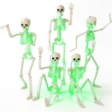 16" Light Up Skeleton Halloween Decorations,5 Pack Posable Skeleton with