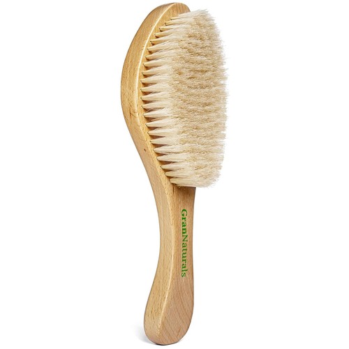 Vintage Curved Boar Bristle Brush for 360 Waves & Slick Styles - Wooden Handle - Picture 3 of 10