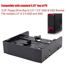 OImaster 2.5" / 3.5" HDD / SSD to 5.25" Floppy Drive Bay Computer Mounting Brack