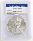 US 2013-W American Silver Eagle .999 Fine 1 Ounce Coin PCGS MS69 West Point