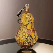 Cloisonné Enamel Pear Shape Ornament Fruit Design Art Decor Vintage