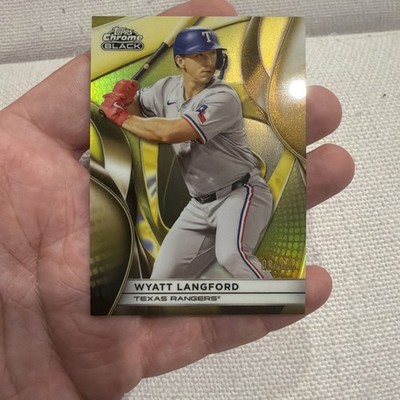 2025 Topps Chrome Black - Wyatt Langford #83 Gold Refractor 9/50 Texas rangers 