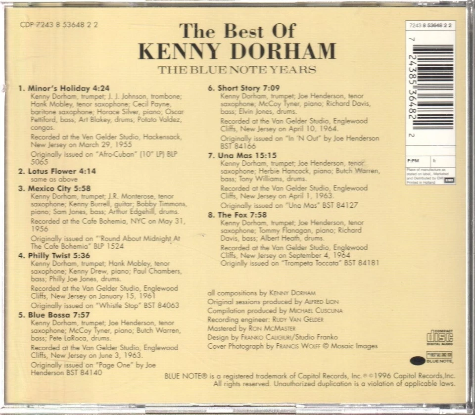 Kenny Dorham Best Of CD Niederlande Blue Note 1996 CDP724385364822 - Bild 2 von 2