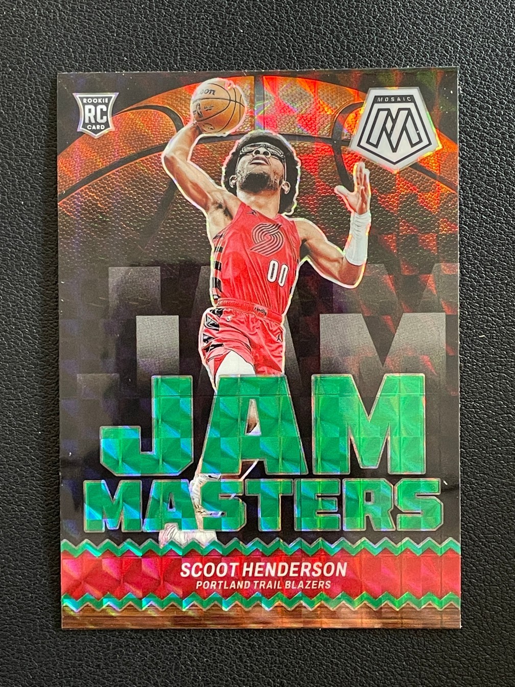 Scoot Henderson 2023-24 Panini Mosaic Jam Masters Green Mosaic Prizm RC #13