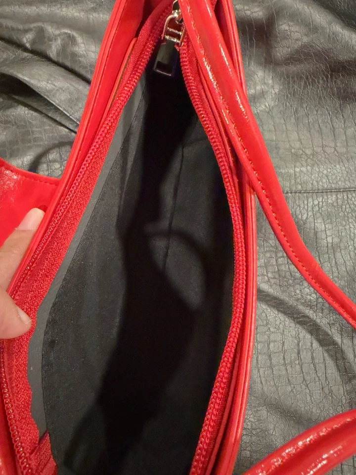 Bolso de Hombro Rojo Imitación Cuero Arco Y2K Baguette Cartera Estilo Vintage Nuevo Foto 3 de 3