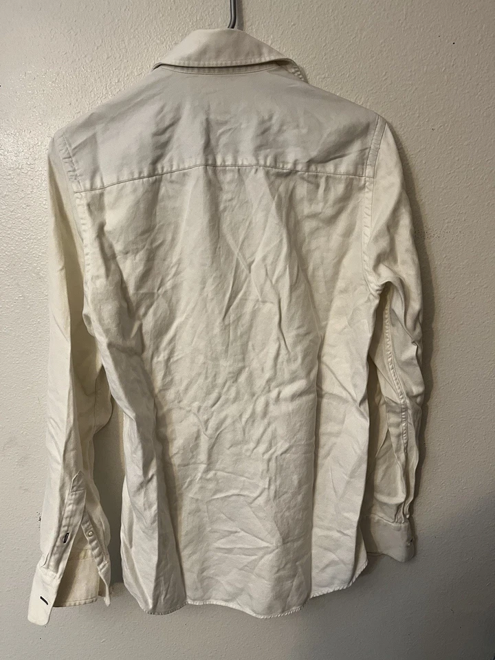 H & M два слоя мужской платье рубашка размер маленький 15 хлопок белый твердое тело - Изображение 3 из 4